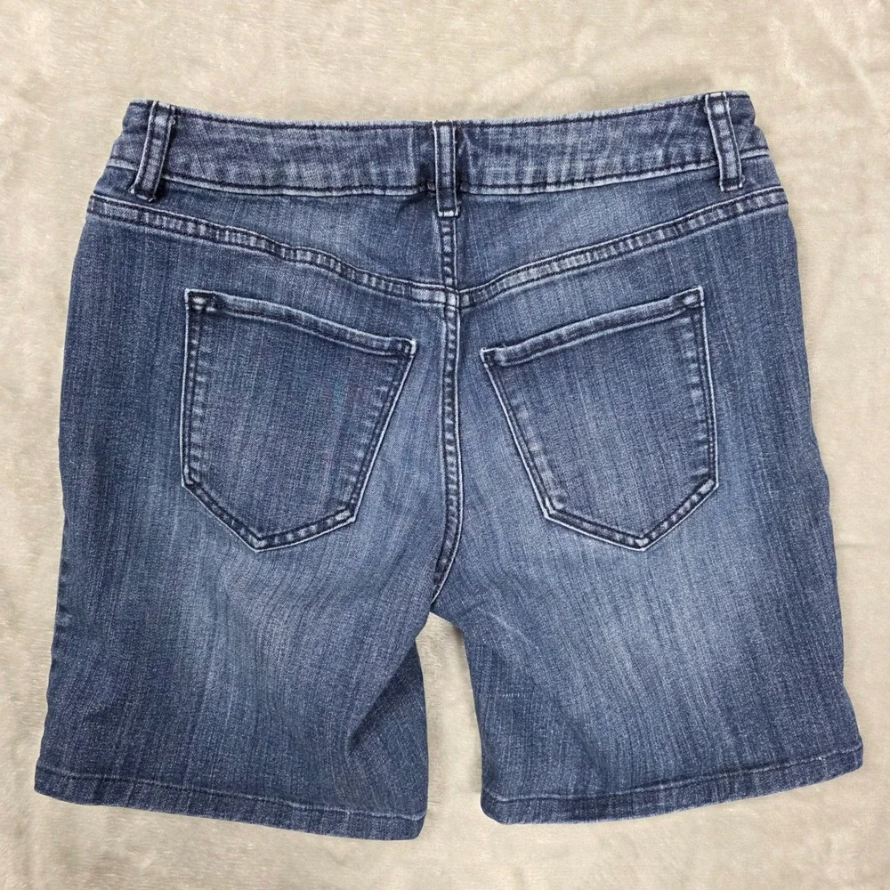 Simply Vera Vera Wang‎ Blue Medium Wash Long Denim Shorts Sz 2 Mid Thigh